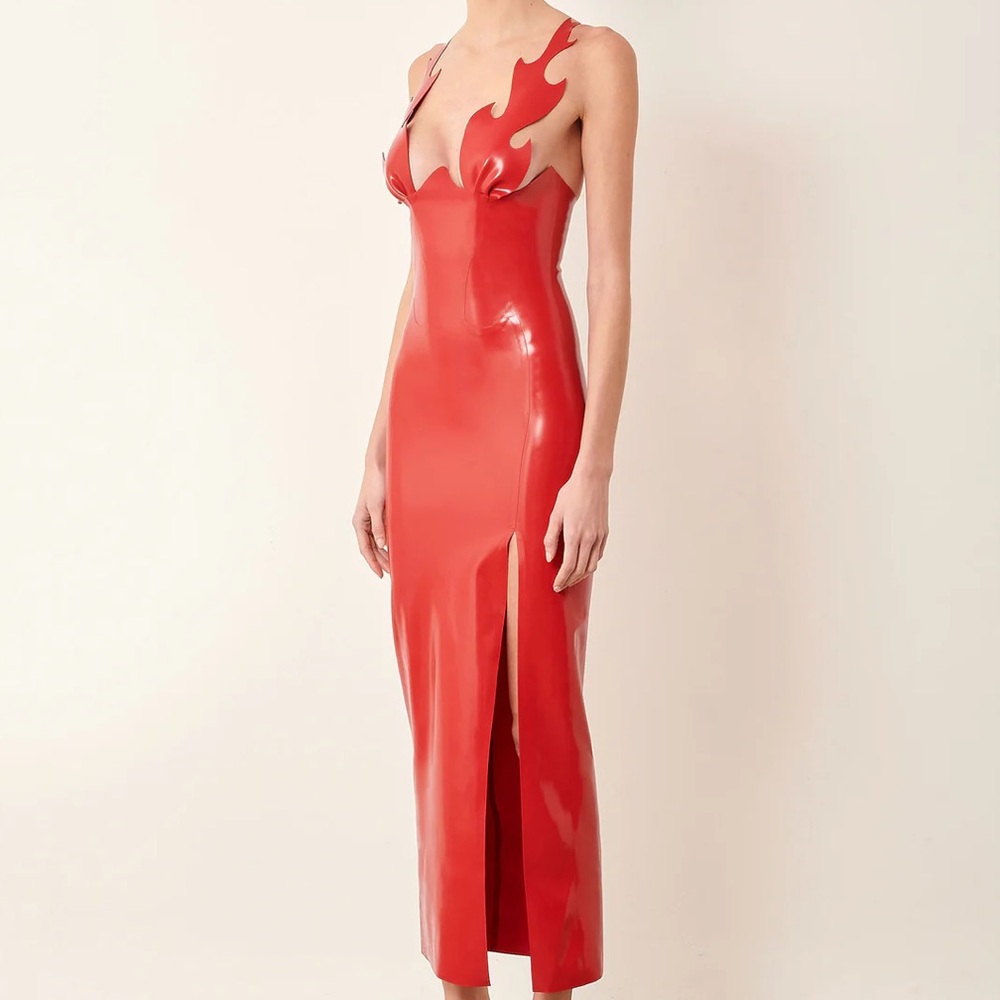 ❤️POSTER GIRL Roast Latex Red Dress